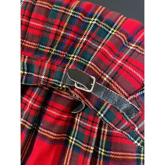 Vtg LAIRD PORTCH of SCOTLAND Red Tartan Plaid Wrap Kilt skirt Wool Skirt W 26 - Picture 8 of 15